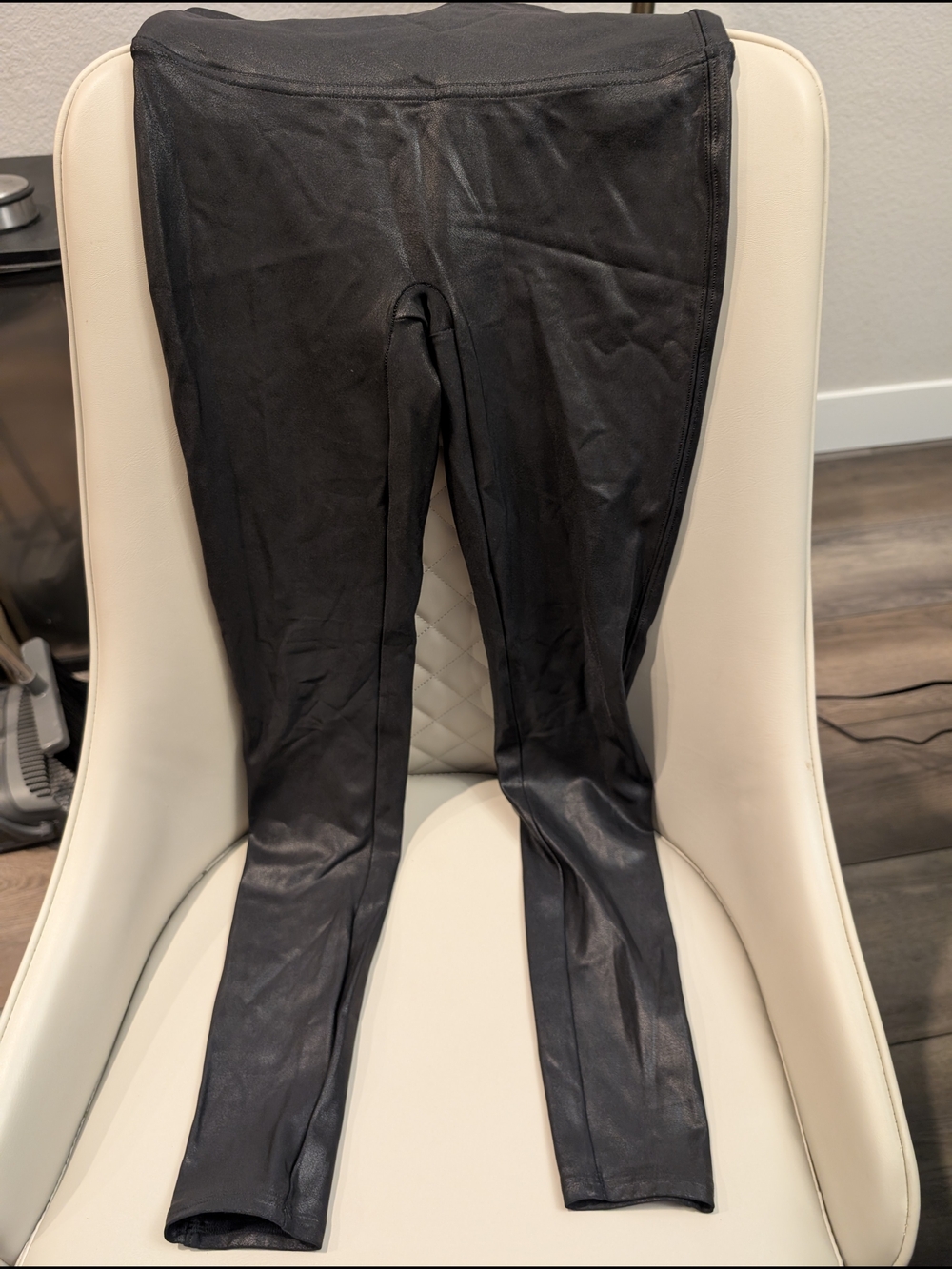 SPANX Black Faux Leather-Look Leggings Sz S